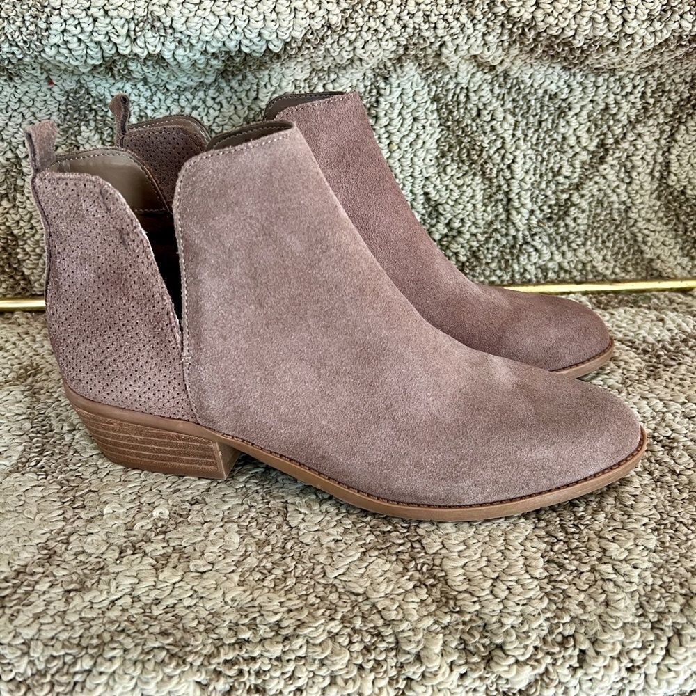 Steve Madden Salado Women's Ankle Boots Booties Size 8.5 Taupe Brown Tan Suede - Picture 2 of 5
